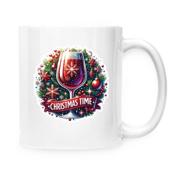 Hrnek malý bílý s potiskem Christmas Time-hrneček