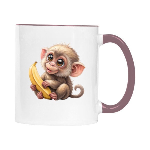 Hrnek malý barevný s potiskem Opička s banánem